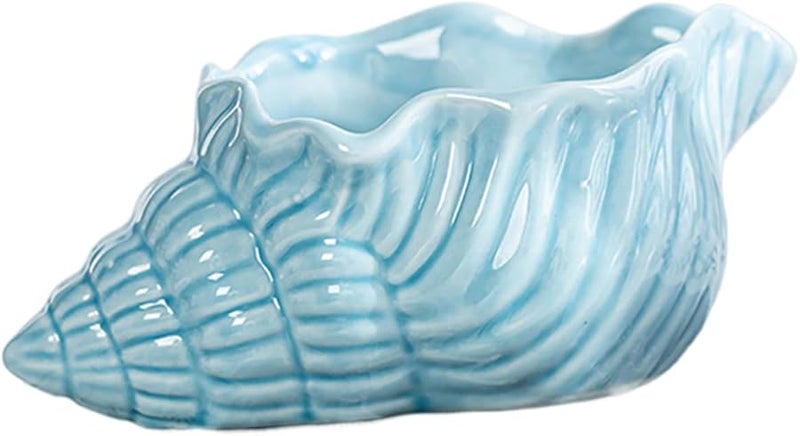 Ceramic Conch Shaped Ashtray Large Opening Stable Base Smokeless Holder for Home Bar Office - Image 1